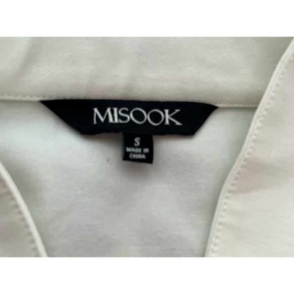Misook Jacket Small White Open Front 3/4 Sleeve Preppy Minimalist Flaw NWT - Picture 9 of 10